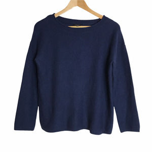 T. Babaton with Cashmere Sweater Small Navy Blue Scoop Neck Pullover Merino